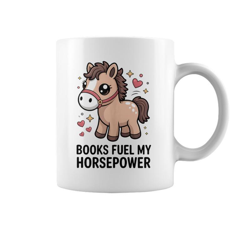 Books Fuel My Horsepower Cute Reading Pony Graphic Print Coffee Mug