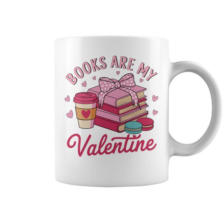 Books Are My Valentine Coquette Bow Bookworm Pink Books Graphic Print Coffee Mug