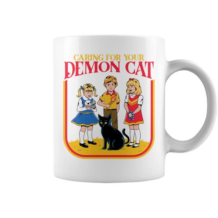 Caring For Your Evil Cat Retro Dark Humor Book Cover Premium Tri-Blend Graphic Print Coffee Mug
