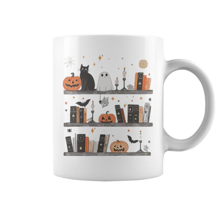 Cat Book Lover Halloween Cute Spooky Reading Premium Tri-Blend Graphic Print Coffee Mug