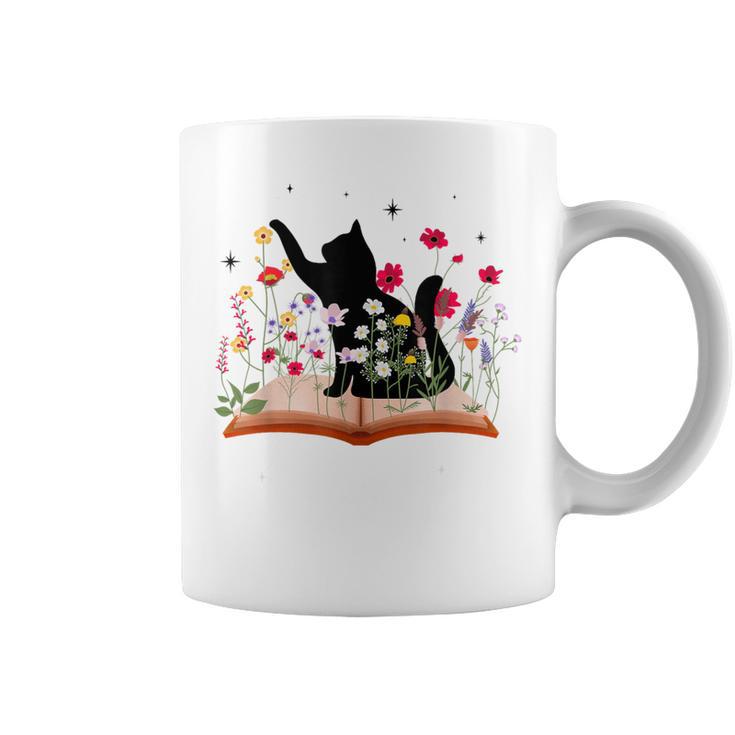 Cat Kitten Wildflower Book Pet Owner Librarian Graphic Print Coffee Mug