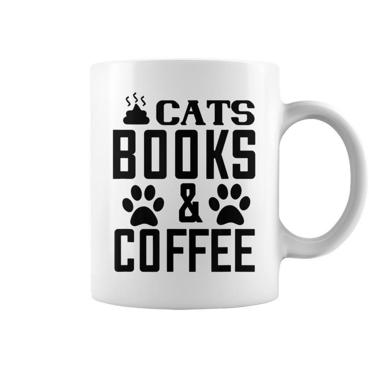 Cats Books And Coffee Reading Graphic Print Coffee Mug
