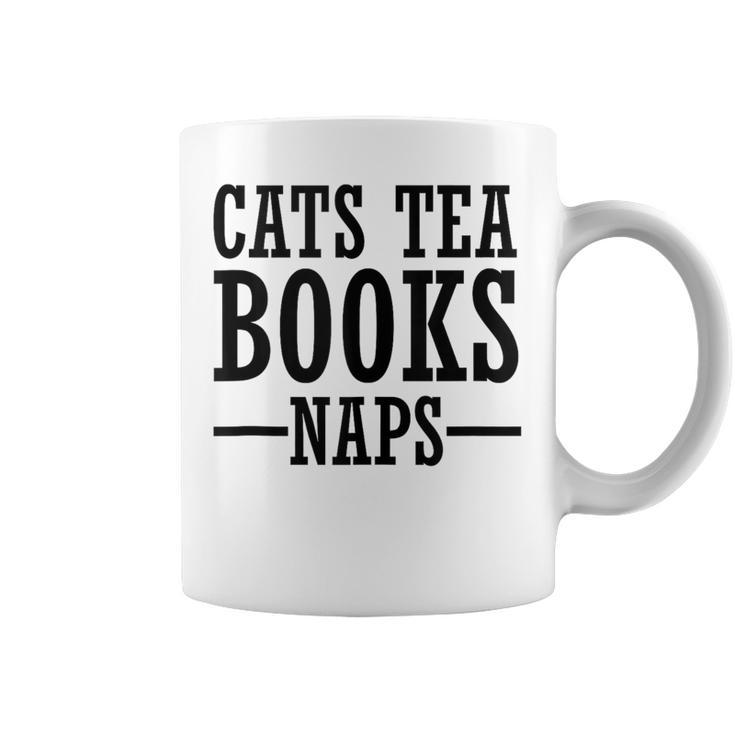 Cats Tea Books Naps Cat Lover Graphic Print Coffee Mug