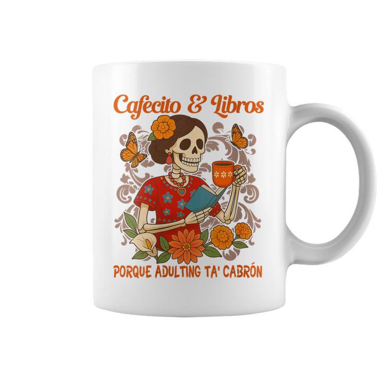Coffee & Reading Book Lover Mexican Latina Cafecito & Libros Graphic Print Coffee Mug