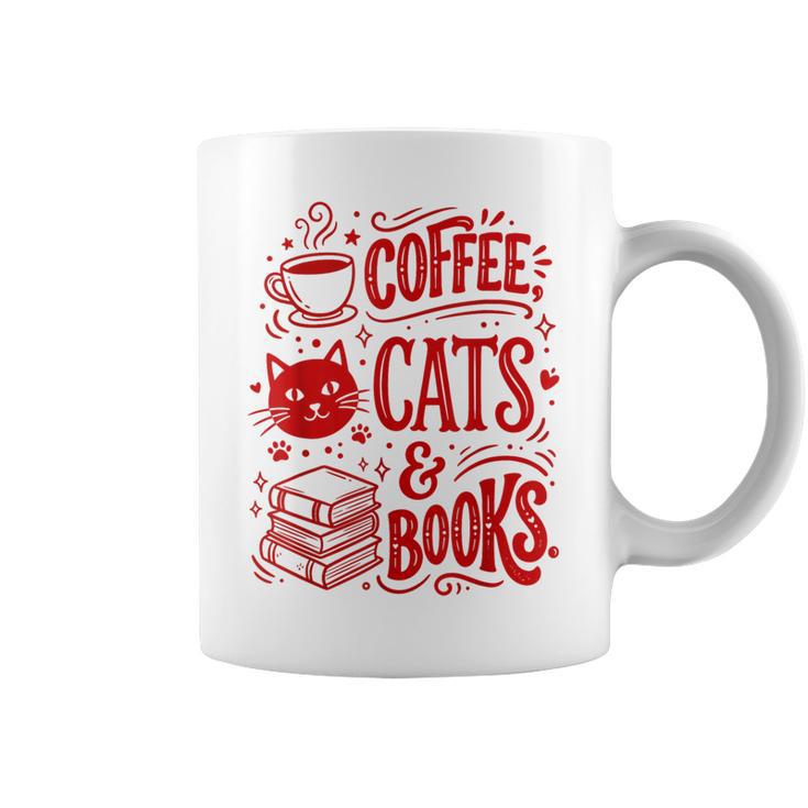 Coffee Cats And Books Lover Reading Graphic Print Coffee Mug
