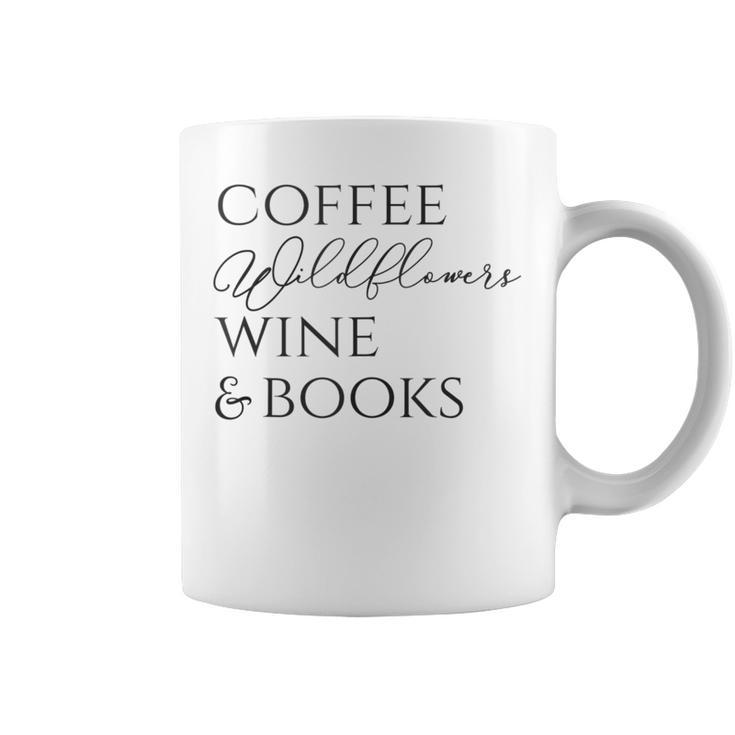 Coffee Wildflowers Wine & Books Graphic Print Coffee Mug