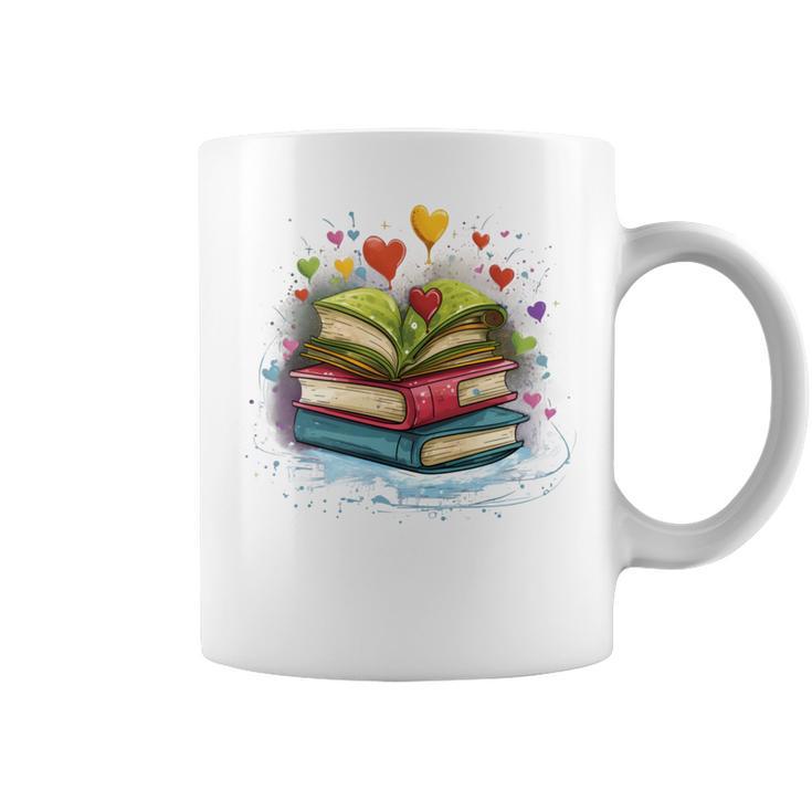 Colorful Books Love Books Watercolor Booklover Performance Graphic Print Coffee Mug