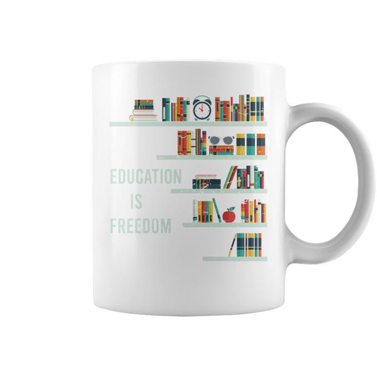 Cool Africa Education Is Freedom Library Book Graphic Print Coffee Mug