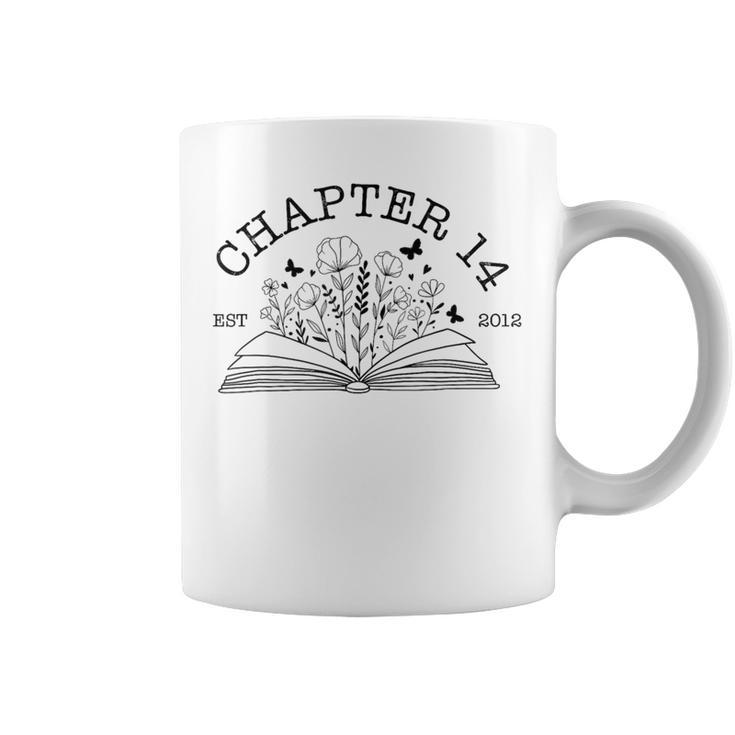 Cute 14th Birthday Chapter 14 Est 2012 Wildflower Book Lover Graphic Print Coffee Mug