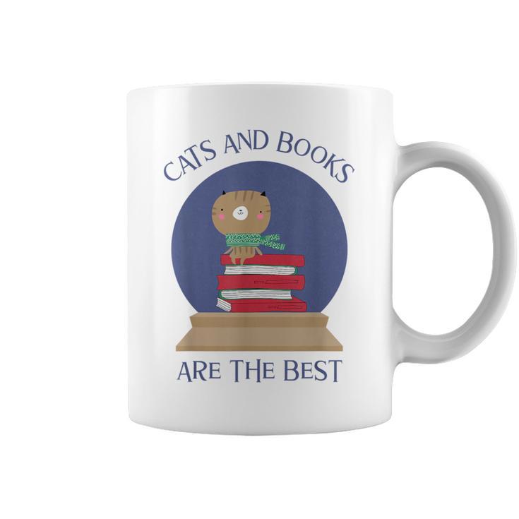 Cute CATS AND BOOKS ARE THE BEST SNOW GLOBE Graphic Print Coffee Mug