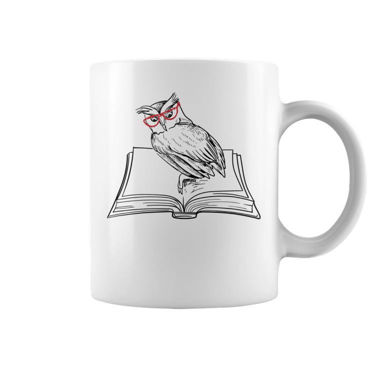 Cute Forest Animal Owl Reading Books Literature Graphic Print Coffee Mug