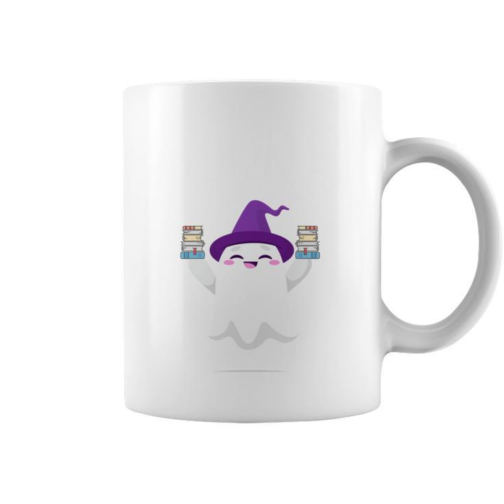 Cute Halloween Literacy Teacher Witch Reading Books Ghost Graphic Print Coffee Mug