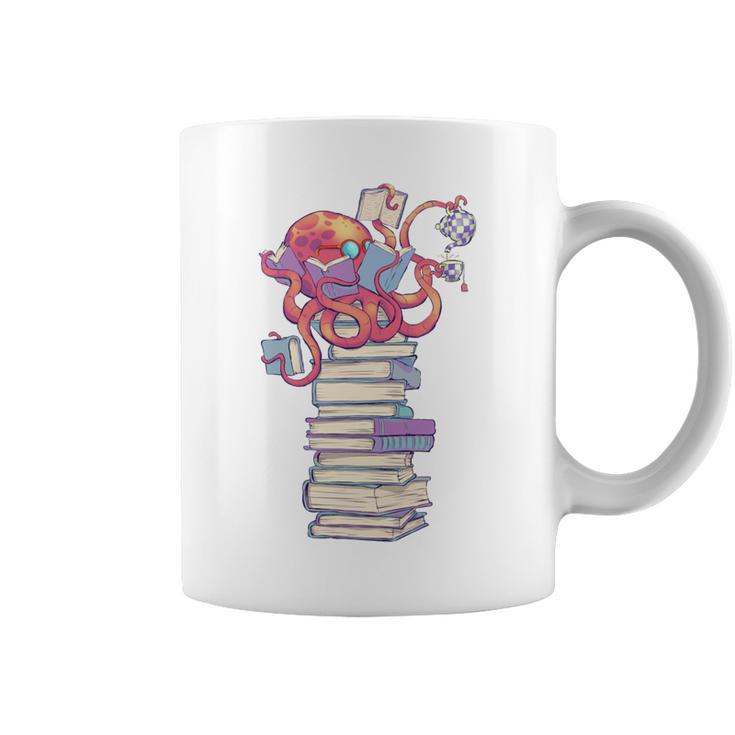 Cute Octopus Bookworm Fun Reading Tee For Book Lovers Graphic Print Coffee Mug