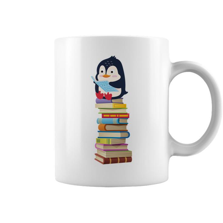 Cute Reading Penguin Women's Tops Book Lovers Graphic Print Coffee Mug