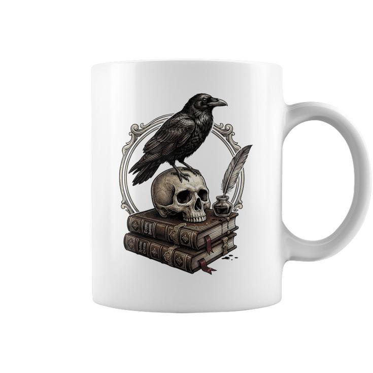 Dark Academia Raven Skull Books Graphic Print Coffee Mug