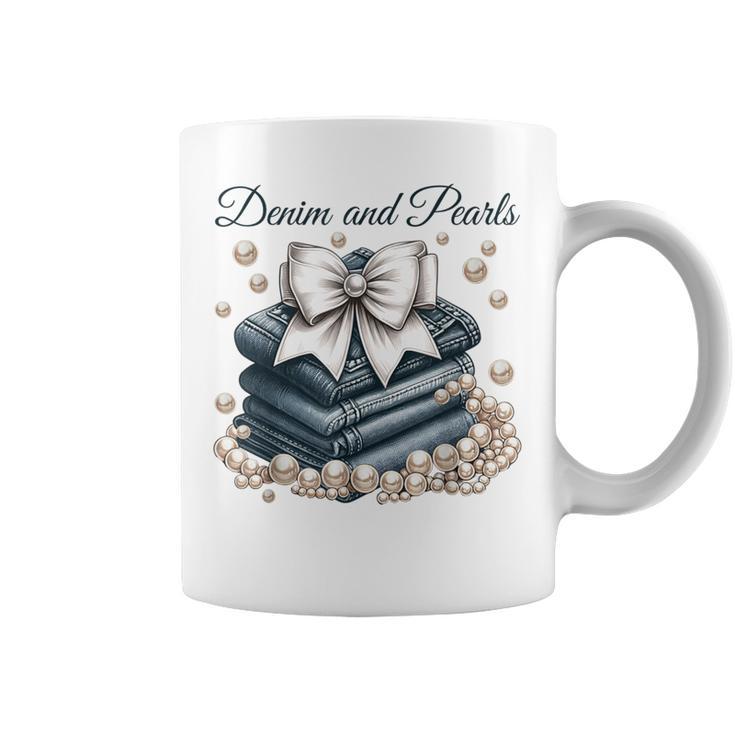 Denim And Pearls For Mom Coffee Mug
