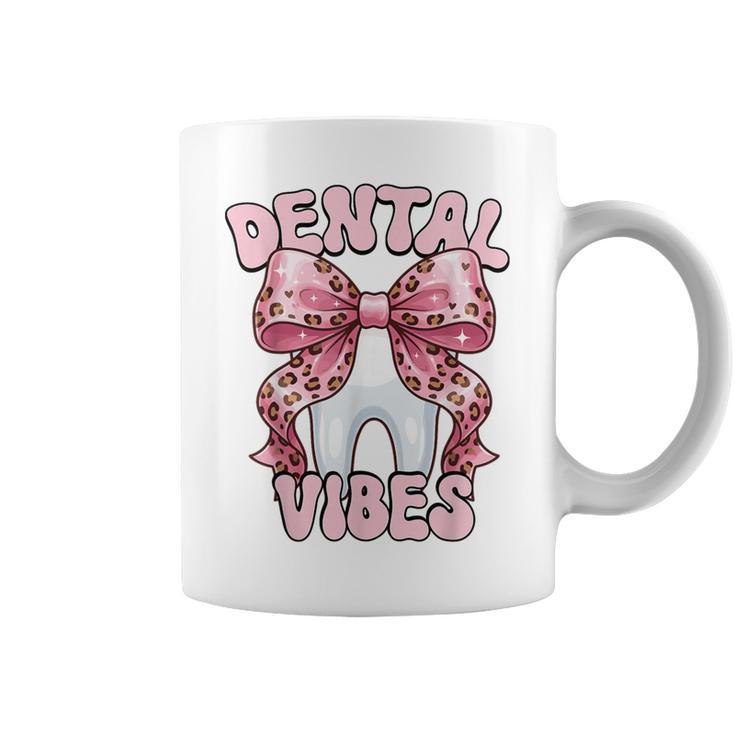 Dentalibes 歯 ピンク ヒョウ柄 弓 歯科医 コーヒーマグ