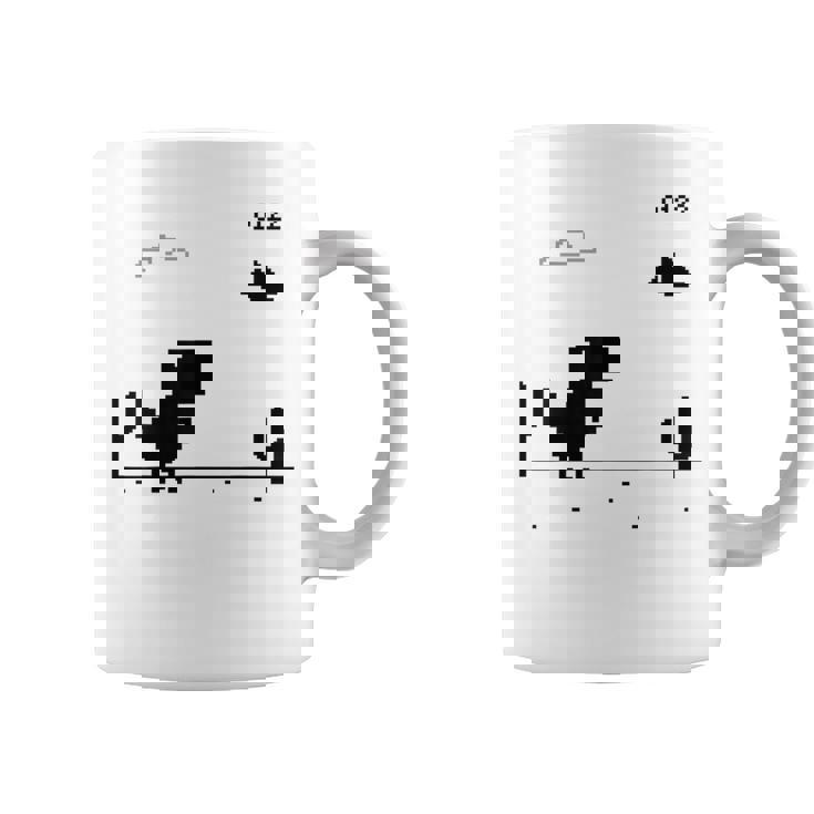 Dino T-Rex 恐竜 ピクセルゲーム インターネットなし オフライン 面白い 男性 コーヒーマグ