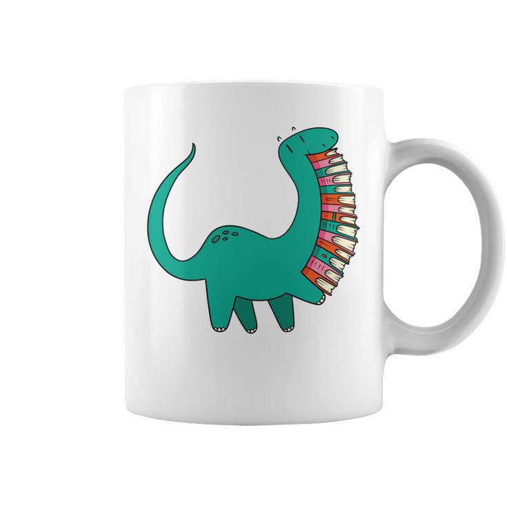 Dinosaur Carrying Book Reading Bookworm Librarian Graphic Print Coffee Mug