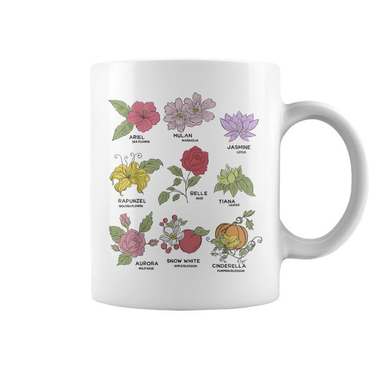 Disney Princesses Types Of Flowers Textbook Poster Graphic Print Coffee Mug