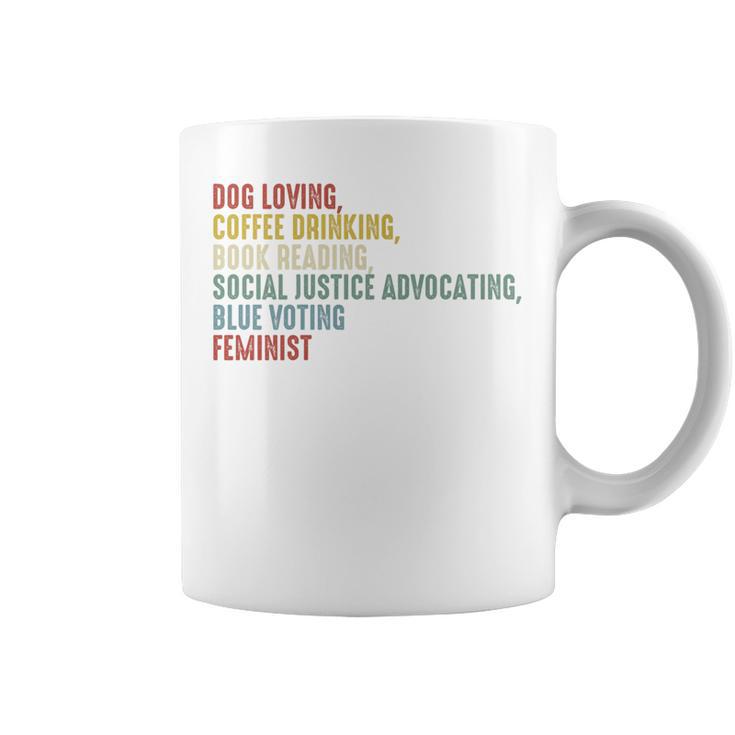 Dog Loving Coffee Drinking Book Reading Social Justice Premium Tri-Blend Graphic Print Coffee Mug