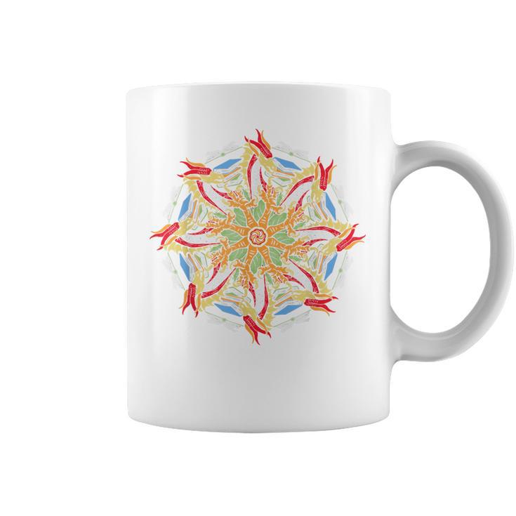 Dragons & Books Mandala Artistic Fire Beast Mindfulness Graphic Print Coffee Mug