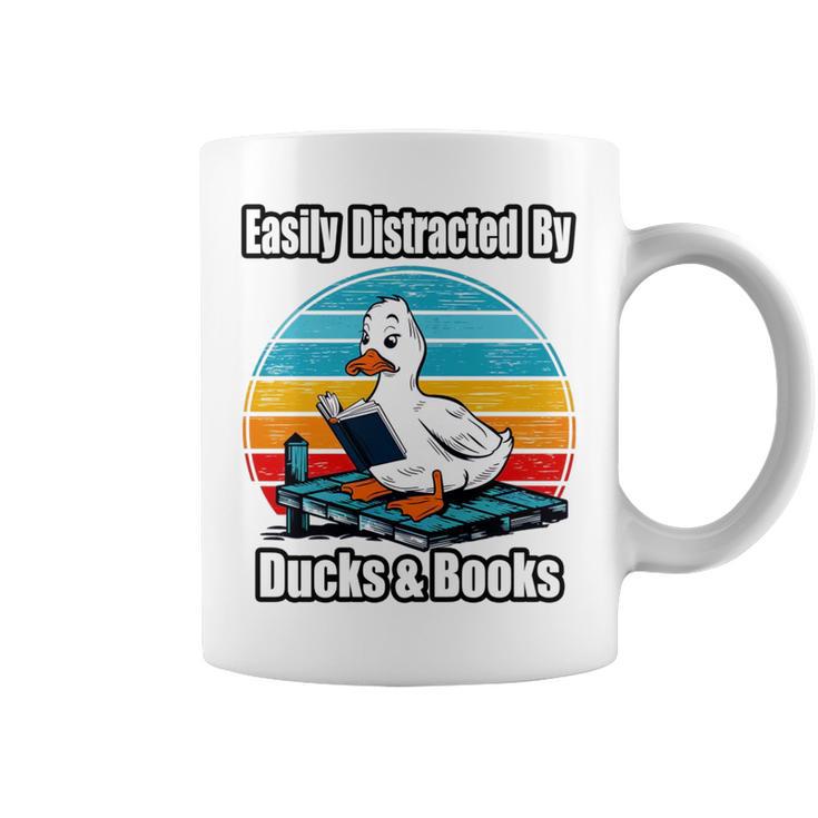 Ducks Books Lover Easily Distracted By Ducks & Books Graphic Print Coffee Mug