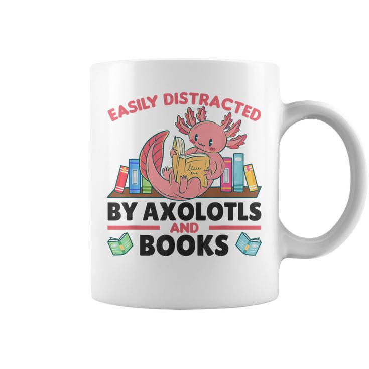 Easily Distracted By Axolotls And Books Cute Axolotl Graphic Print Coffee Mug