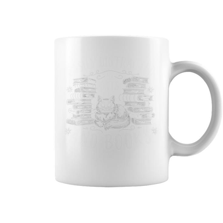 Easily Distracted By Cats And Books Cat Women Girls Graphic Print Coffee Mug