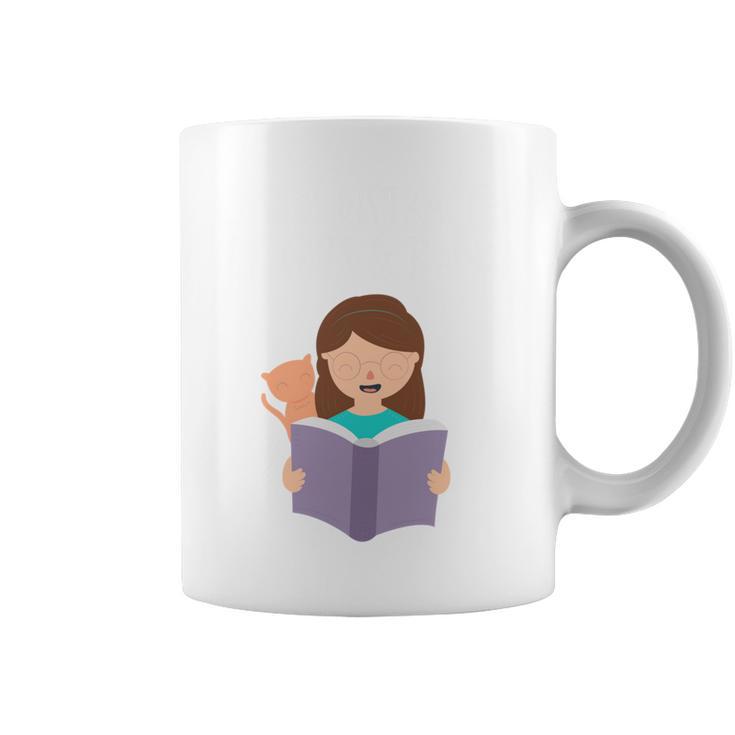 Easily Distracted By Cats And Books Girl Tee T-Shirt Graphic Print Coffee Mug