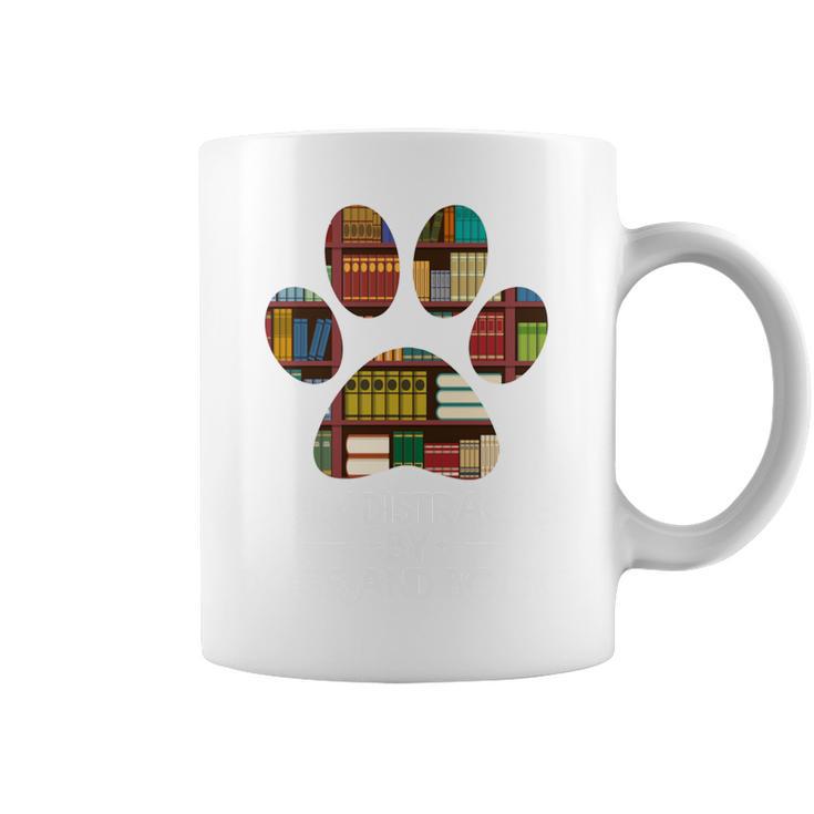 Easily Distracted By Dogs And Books Shirt Paw 70s 80s Retro Graphic Print Coffee Mug