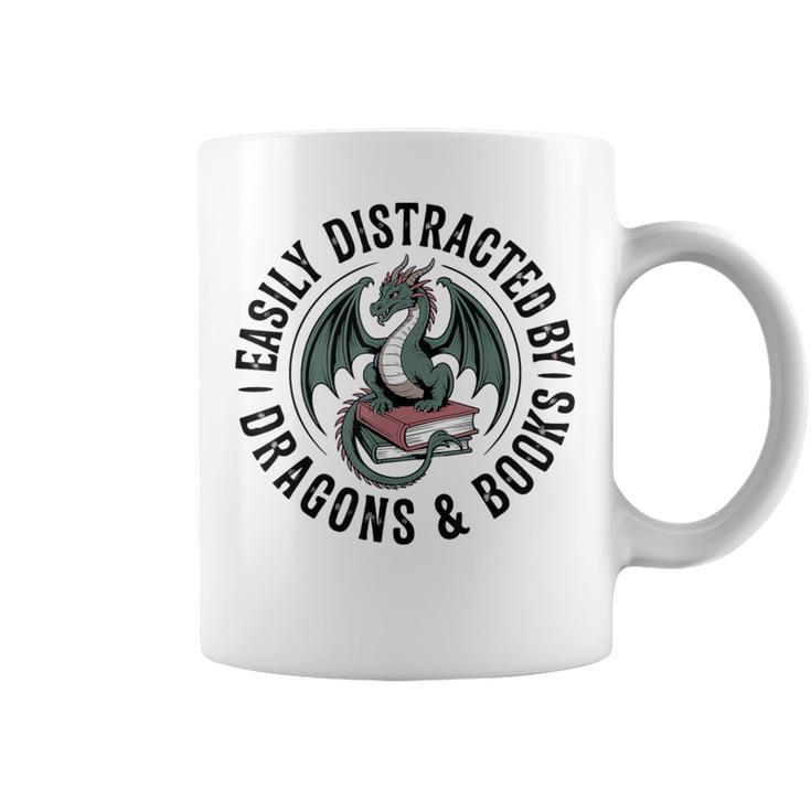 Easily Distracted By Dragons & Books Graphic Print Coffee Mug