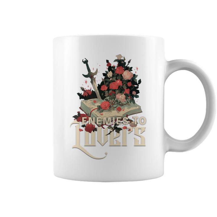 Enemies To Lovers Book Reader Roses Bookish Booktok Retro Graphic Print Coffee Mug