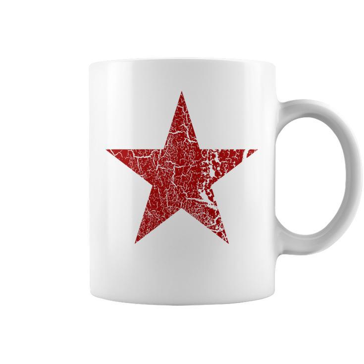 Estrella Roja Envejecida Grunge Estrella Roja De Colorintage Taza de café