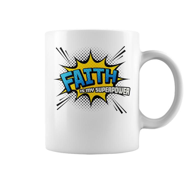Faith Is My Superpower Fun Comic Book Christian Premium Tri-Blend Graphic Print Coffee Mug
