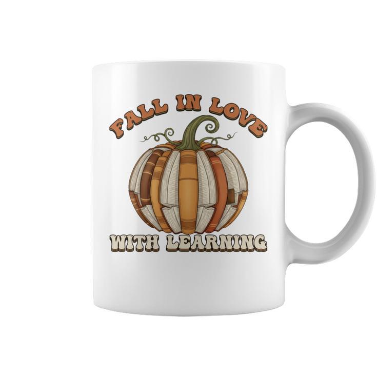 Fall In Love With Learning Books Pumpkin Autum Thanksgiving Graphic Print Coffee Mug