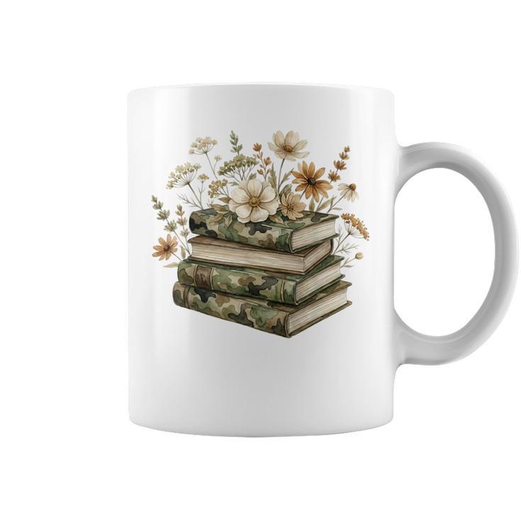 Floral Boho Flowers Books Camo Teacher Wildflowers Reading Graphic Print Coffee Mug