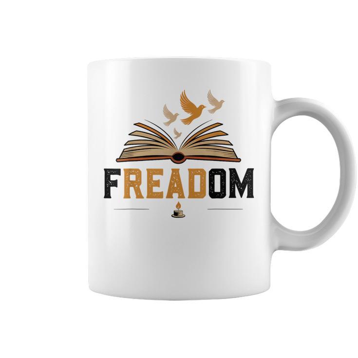 Freadom Anti Banned Books Lovers Reading Librarian Bookworm Graphic Print Coffee Mug