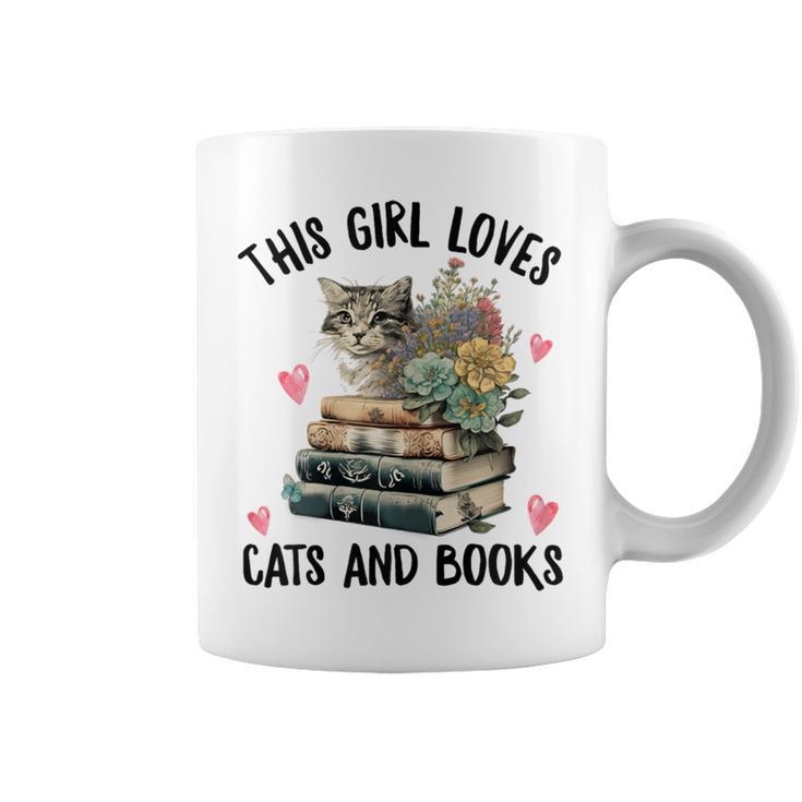 This Girl Loves Cats And Books Cat Watercolor Graphic Print Coffee Mug