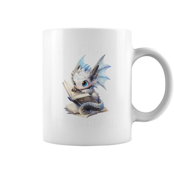 Go Away I'm Reading a Book Dragon Books And Dragons Bookish Premium Tri-Blend Graphic Print Coffee Mug