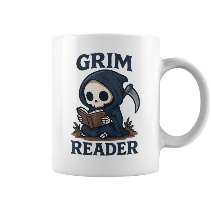 Grim Reader  Dark Humor Read Book & Library Lovers Graphic Print Coffee Mug