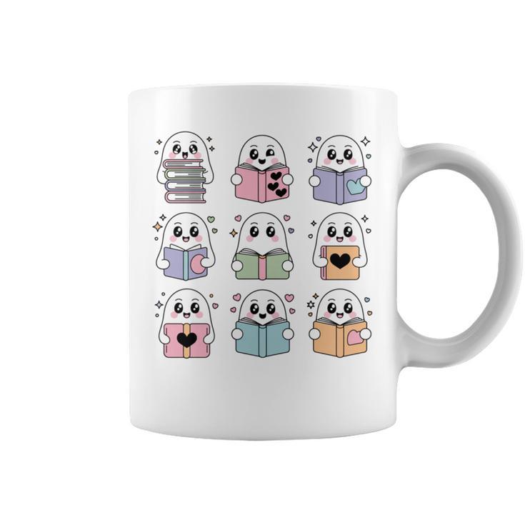 Halloween Ghosts Reading Books Pattern Spooky Kawaii Anime Graphic Print Coffee Mug Halloween Ghosts Reading Books Pattern Spooky Kawaii Anime Graphic Print Coffee Mug