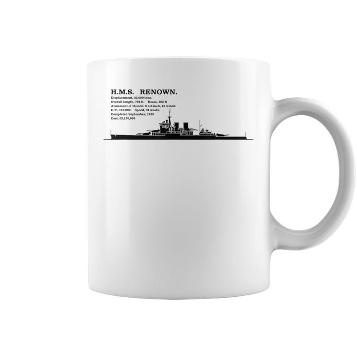Hms レナウン イギリス巡洋戦艦のシルエットのインフォ グラフィック コーヒーマグ