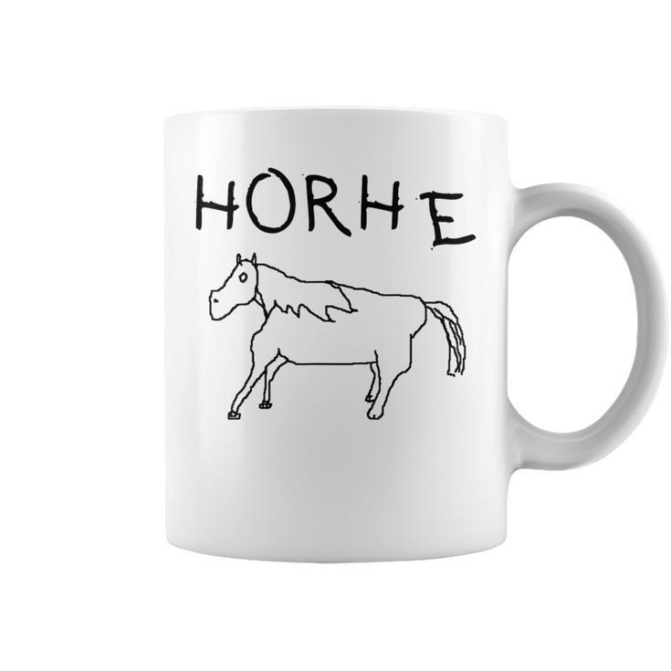 Horhe Terrible Cringe Horse Graphic Weird Absurd Joke Gen Z Taza de café