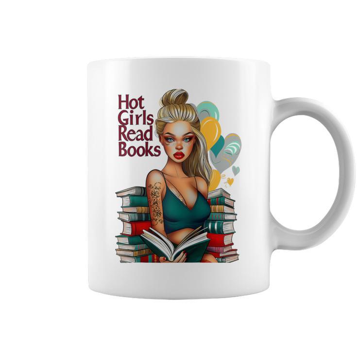 Hot Girls Read Books Spicy Bookish Girl Dark Romance Reader Raglan Baseball Tee Graphic Print Coffee Mug