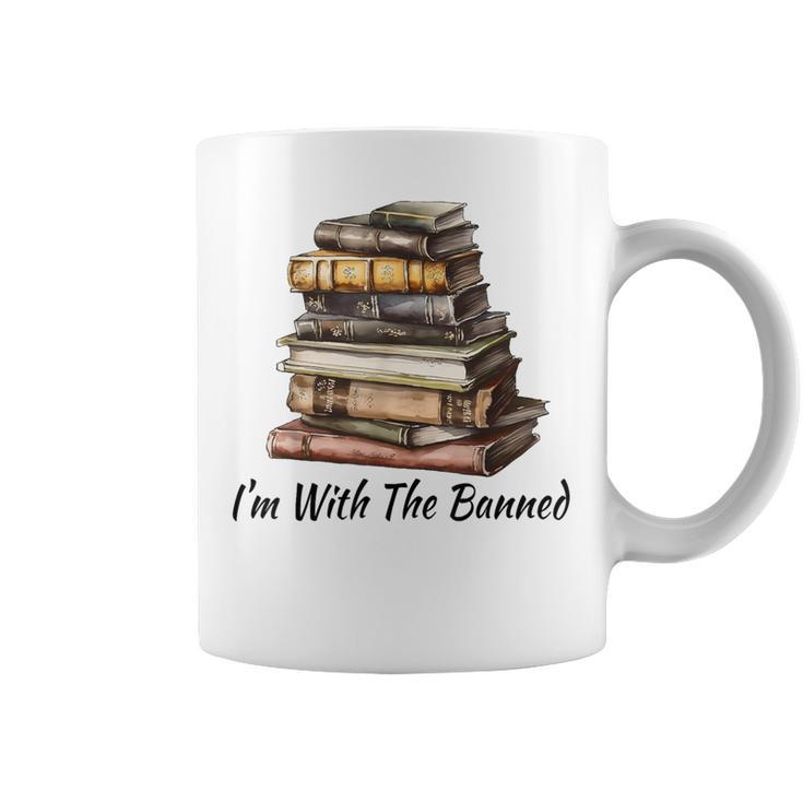 I'm With The Banned Books Reading Addict Book Lover Graphic Print Coffee Mug