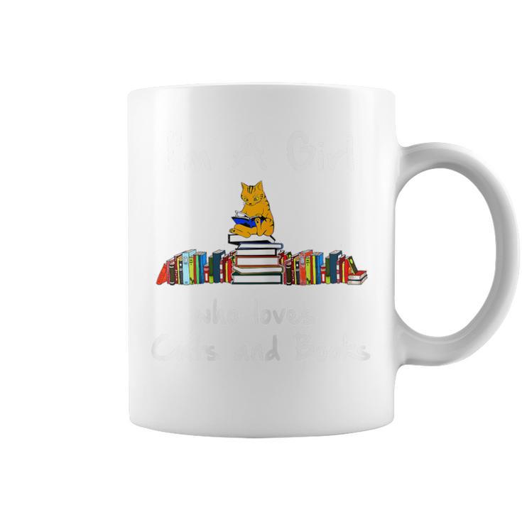 I'm A Girl Who Loves Cats And Books-Cat & Book Lover Graphic Print Coffee Mug