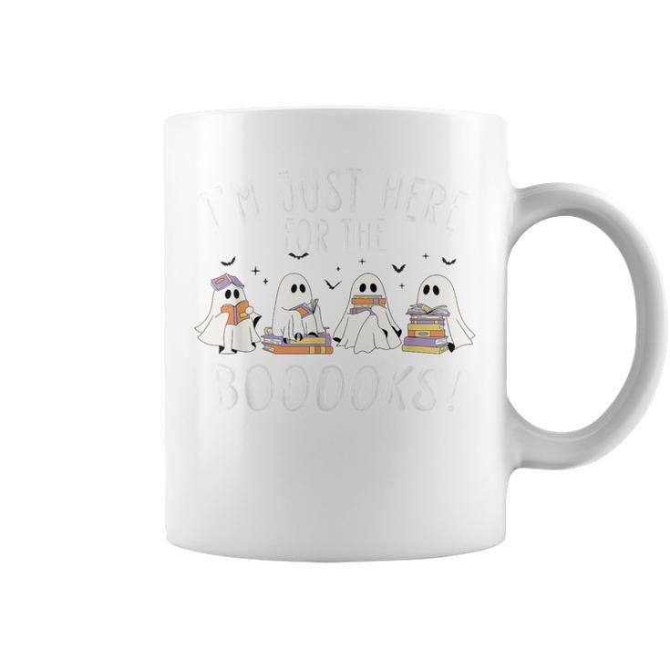 I'm Just Here For The Books Cute Halloween Ghost Reading Graphic Print Coffee Mug