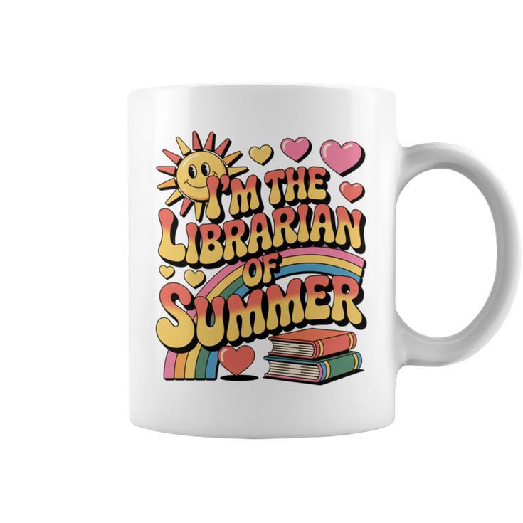 I'm The Librarian Of Summer Groovy Rainbow Retro Book Lover Graphic Print Coffee Mug