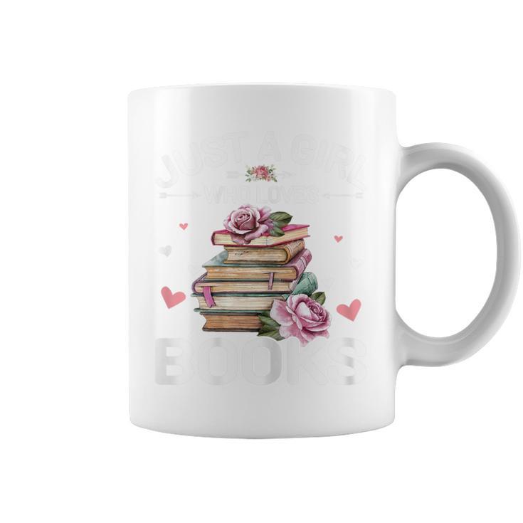 Just A Girl Who Loves Books Shirt Books Lover Girls Bookworm Graphic Print Coffee Mug